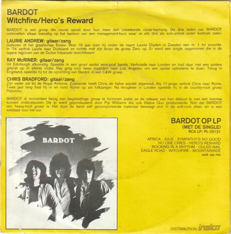 Bardot - Witchfire + Hero's reward (Vinylsingle)