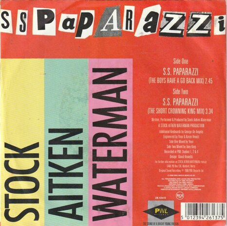 Stock Aitken Waterman - S.S. Paparazzi + (The Crowning King Mix) (Vinylsingle)
