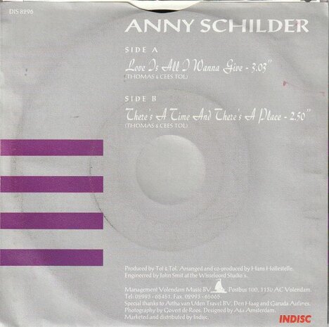 Anny Schilder - Love is all I wanna give + There's a time (Vinylsingle)