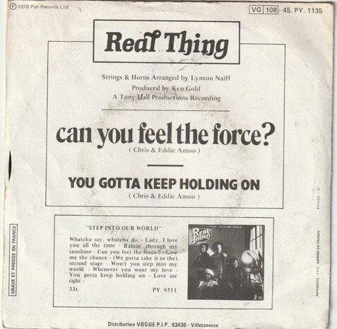 Real Thing - Can you feel the force + Children of the ghetto (Vinylsingle)