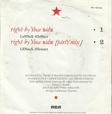 Eurythmics - Right by your side + (part mix) (Vinylsingle)