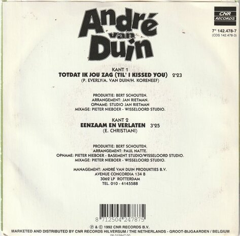 Andre van Duin - Totdat ik jou zag + Eenzaam en verlaten (Vinylsingle)