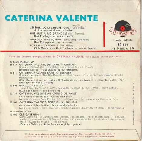 Caterina Valente - Jeremie (EP) (Vinylsingle)
