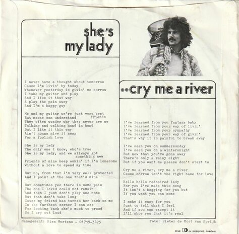 David Greenberg - She's My Lady + Cry Me A River (Vinylsingle)