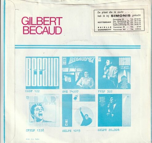 Gilbert Becaud - Et maintenant + Toi, le musicien (Vinylsingle)