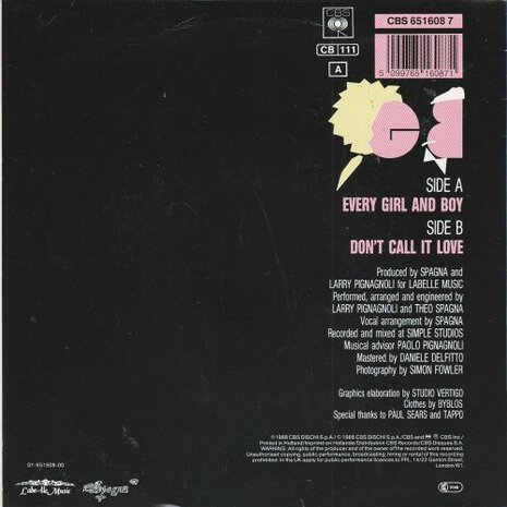 Spagna - Every girl and boy + Don't call it love (Vinylsingle)