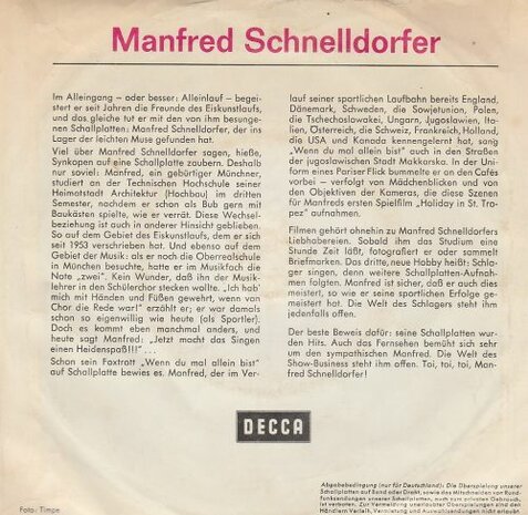 Manfred Schnelldorfer - Deine Schonen Blauen Augen + Alles Wird Wieder Gut (Vinylsingle)