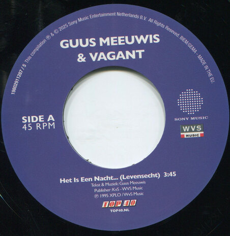 Guus Meeuwis & Vagant - Het Is Een Nacht (levensecht ) + (live) (Vinylsingle)