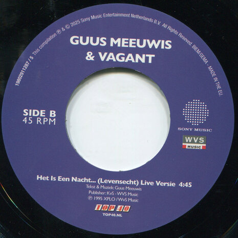 Guus Meeuwis & Vagant - Het Is Een Nacht (levensecht ) + (live) (Vinylsingle)