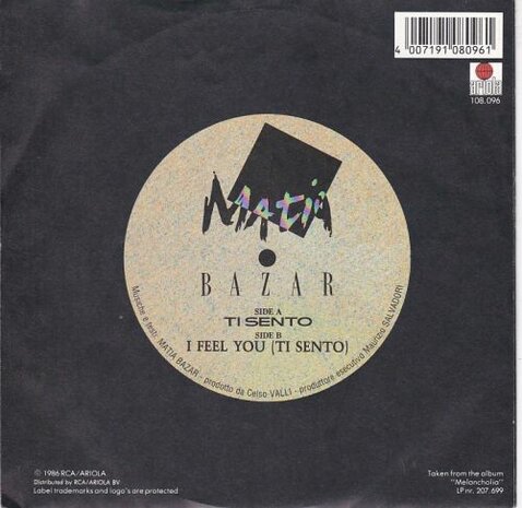 Matia Bazar - Ti sento + I feel you (Vinylsingle)