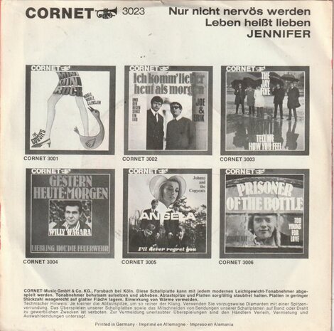 Jennifer - Nur Nicht Nervos Werden +Leben Heist Lieben (Vinylsingle)