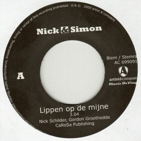 Nick en Simon - Lippen op de mijne + Rosanne (Vinylsingle)