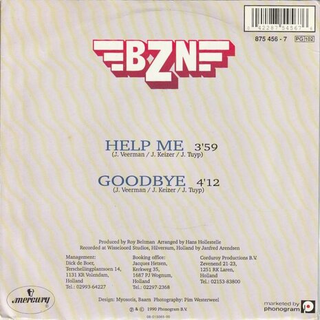 BZN - Help me + Goodbye (Vinylsingle)