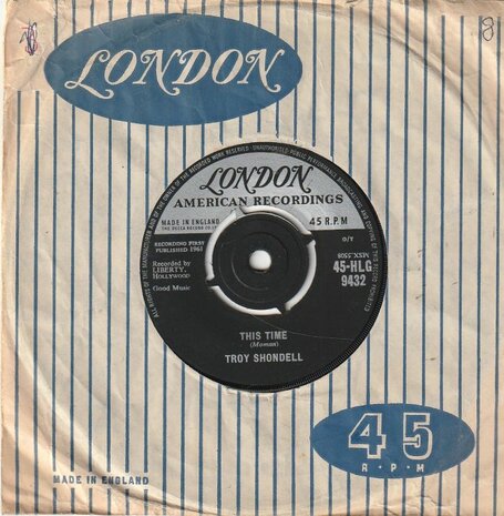 Troy Shondell - This time + Girl after girl (Vinylsingle)
