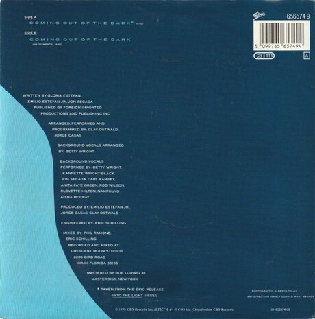 Gloria Estefan - Coming out of the dark + (instr.) (Vinylsingle)