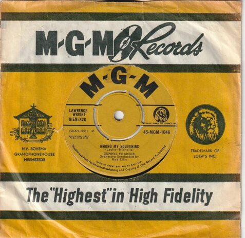 Conny Francis - Among my souvenirs + Do you love me like you kiss me (Vinylsingle)