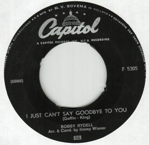 Bobby Rydell - I Just Can't Say Goodbye + Two Is The Loneliest Number (Vinylsingle)