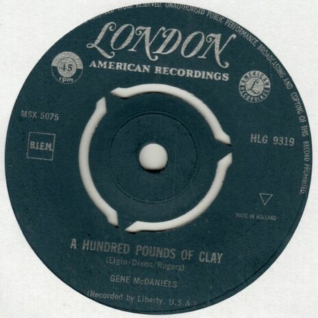 Gene McDaniels - A hundred pounds of clay + Come on take a chance (Vinylsingle)