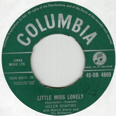 Helen Shapiro - Little Miss Lonely + I don't Care (Vinylsingle)