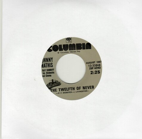 Johnny Mathis - The twelfth of never + Wonderful wonderful (Vinylsingle)