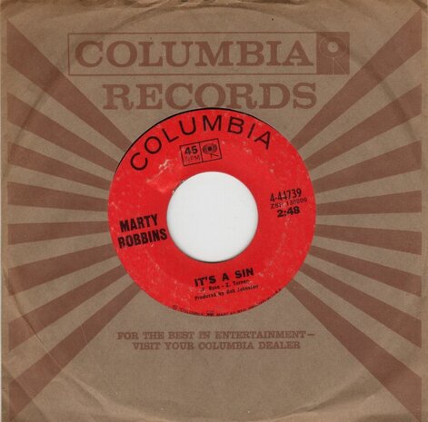 Marty Robbins - It's A Sin + I Feel Another Heartbreak Coming On (Vinylsingle)