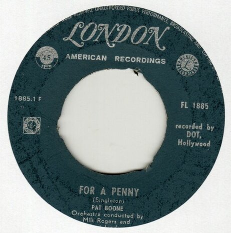 Pat Boone - For a penny + Wang dang (Vinylsingle)