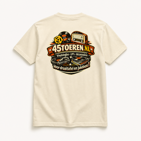 T-Shirt Beige maat L "Met Jou wil ik wel een plaatje draaien"