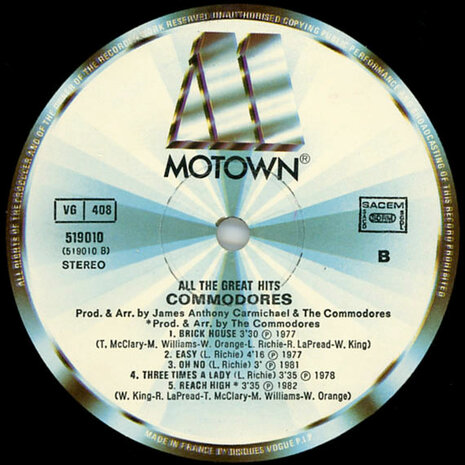 Commodores - All The Great Hits (Vinyl LP)