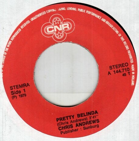 Chris Andrews - Pretty Belinda + To whom it concerns (Vinylsingle)