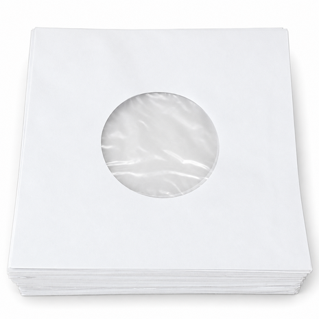 White Paper Sleeves with inner foil for 7" Vinylsingles - 100 pieces