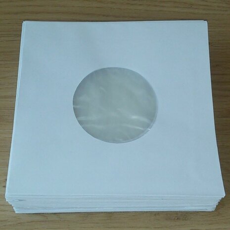 White Paper Sleeves with inner foil for 7" Vinylsingles - 100 pieces